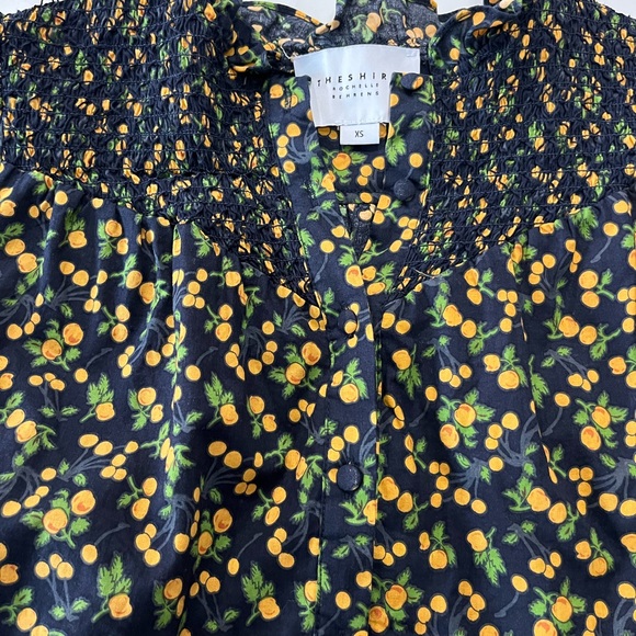 The Shirt by Rochelle Behrens Nicole top in  navy/orange smocking, long sleeve - Picture 2 of 8